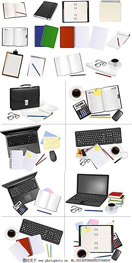 辦公用品矢量素材 高效辦公與創意設計的完美結合